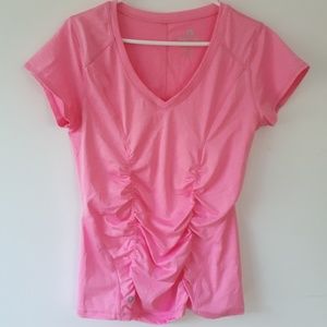 90 Degree Bubble Gum Pink Rouched Tee Sz L